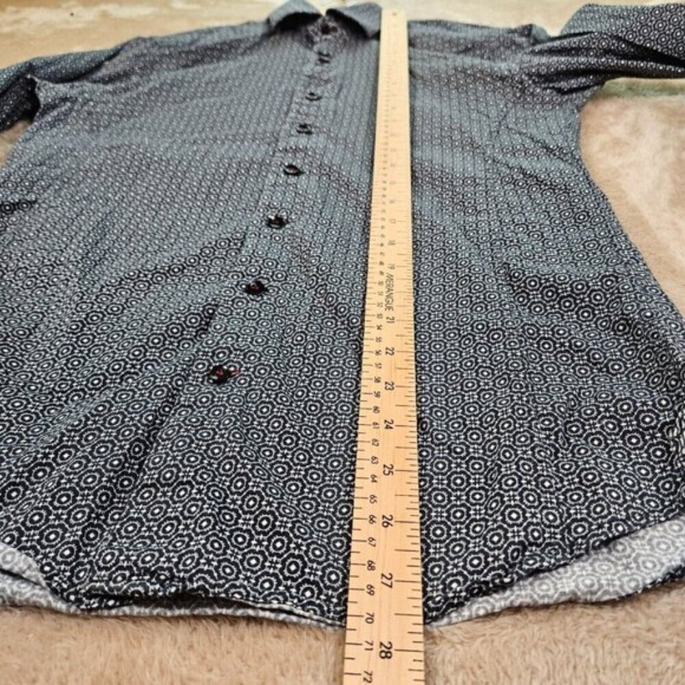 Au Noir Dress Shirt Geometric Pattern Long Sleeve All Over Print Men's Size 2 - Picture 5 of 12
